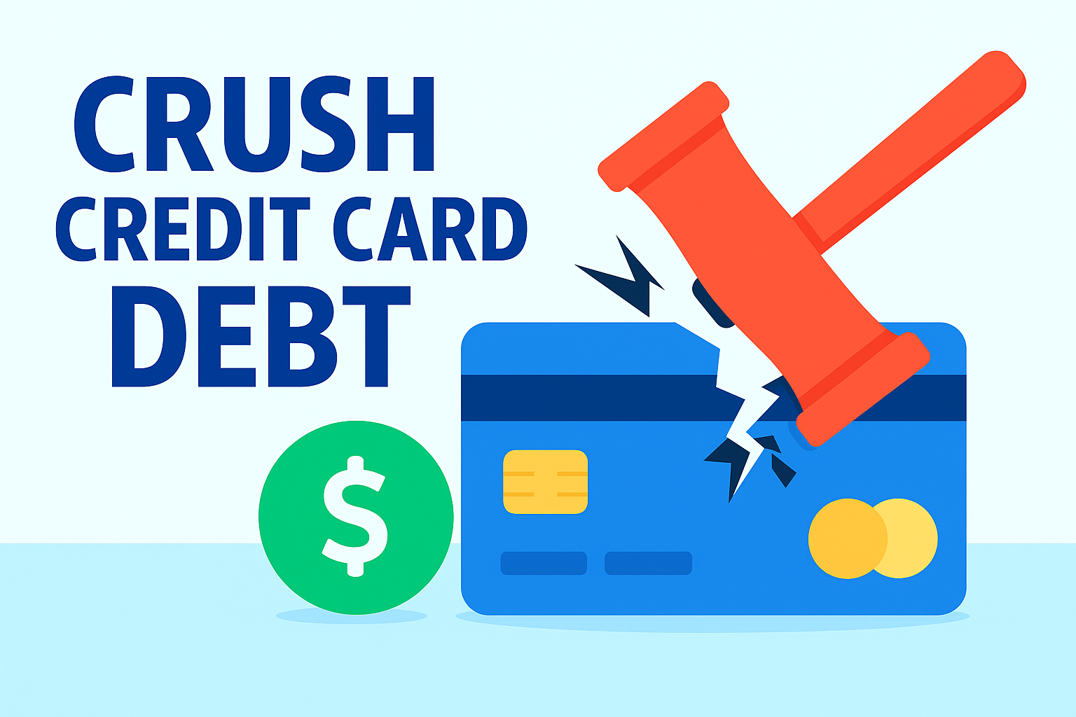 Cut-up credit cards and a payoff plan written on a notepad