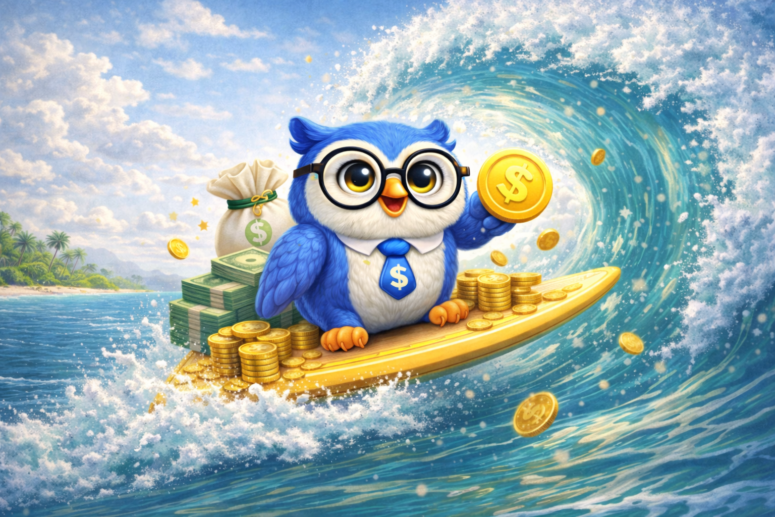 Illustration of a person calmly organizing finances with a clear path ahead