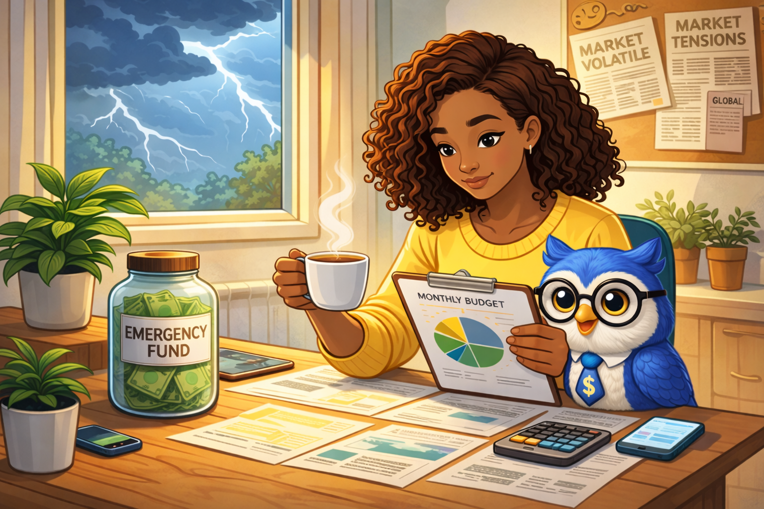 Person reviewing finances during uncertain times