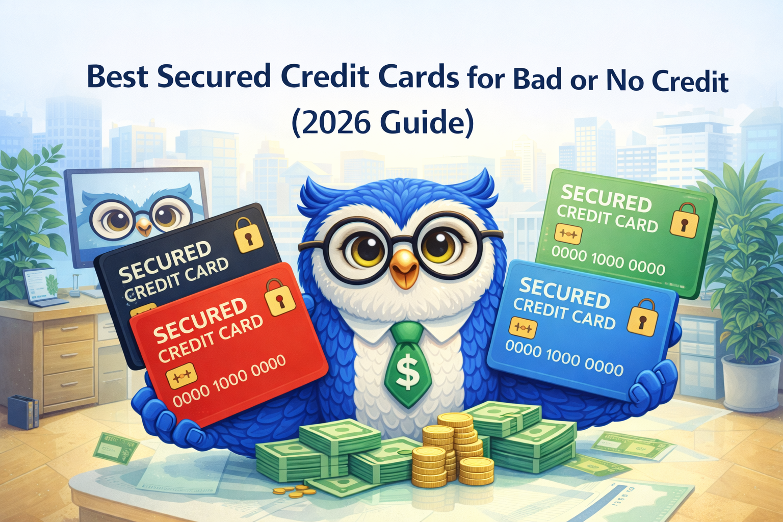 A secured credit card with a lock symbol representing safe credit building