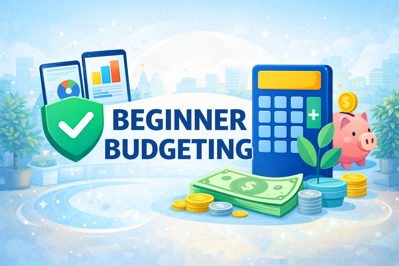 Notebook, phone, and coffee cup on a desk used for budgeting