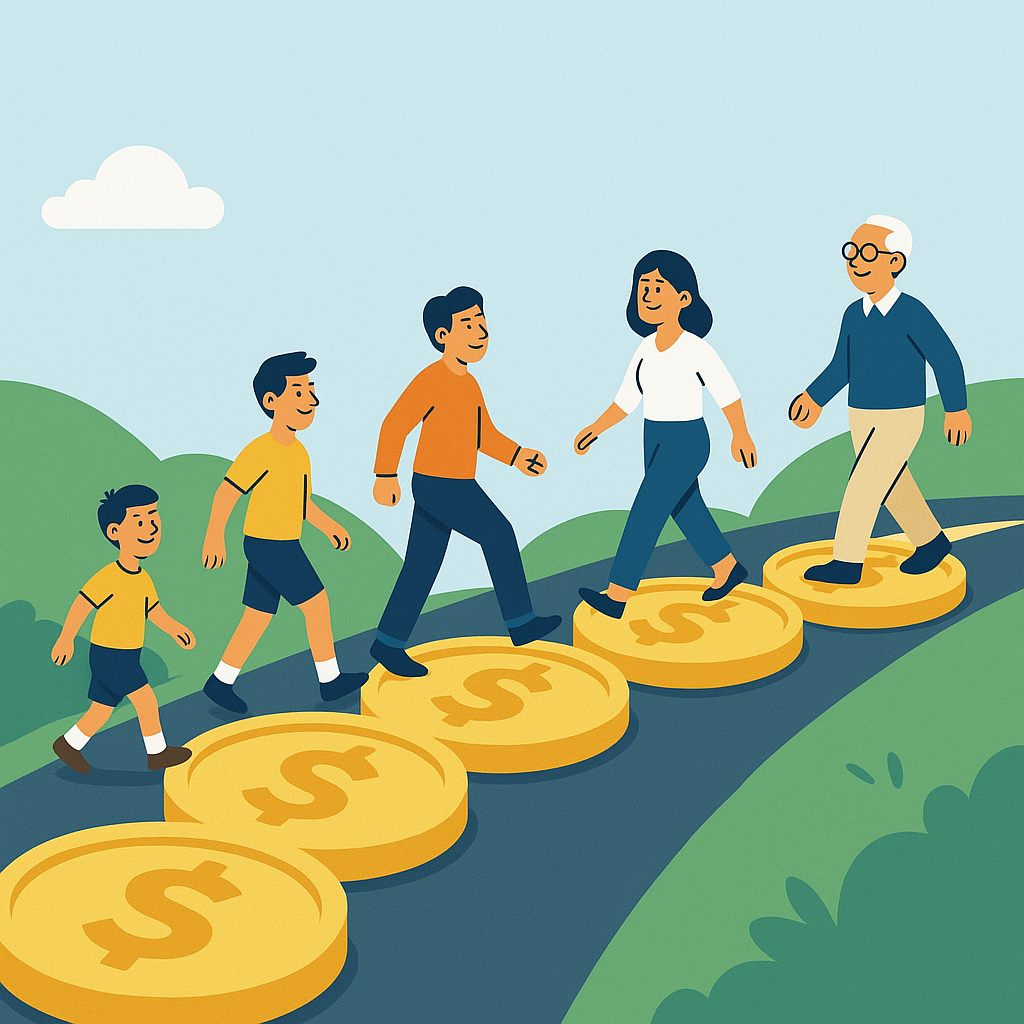 Bar chart showing typical salary ranges by age