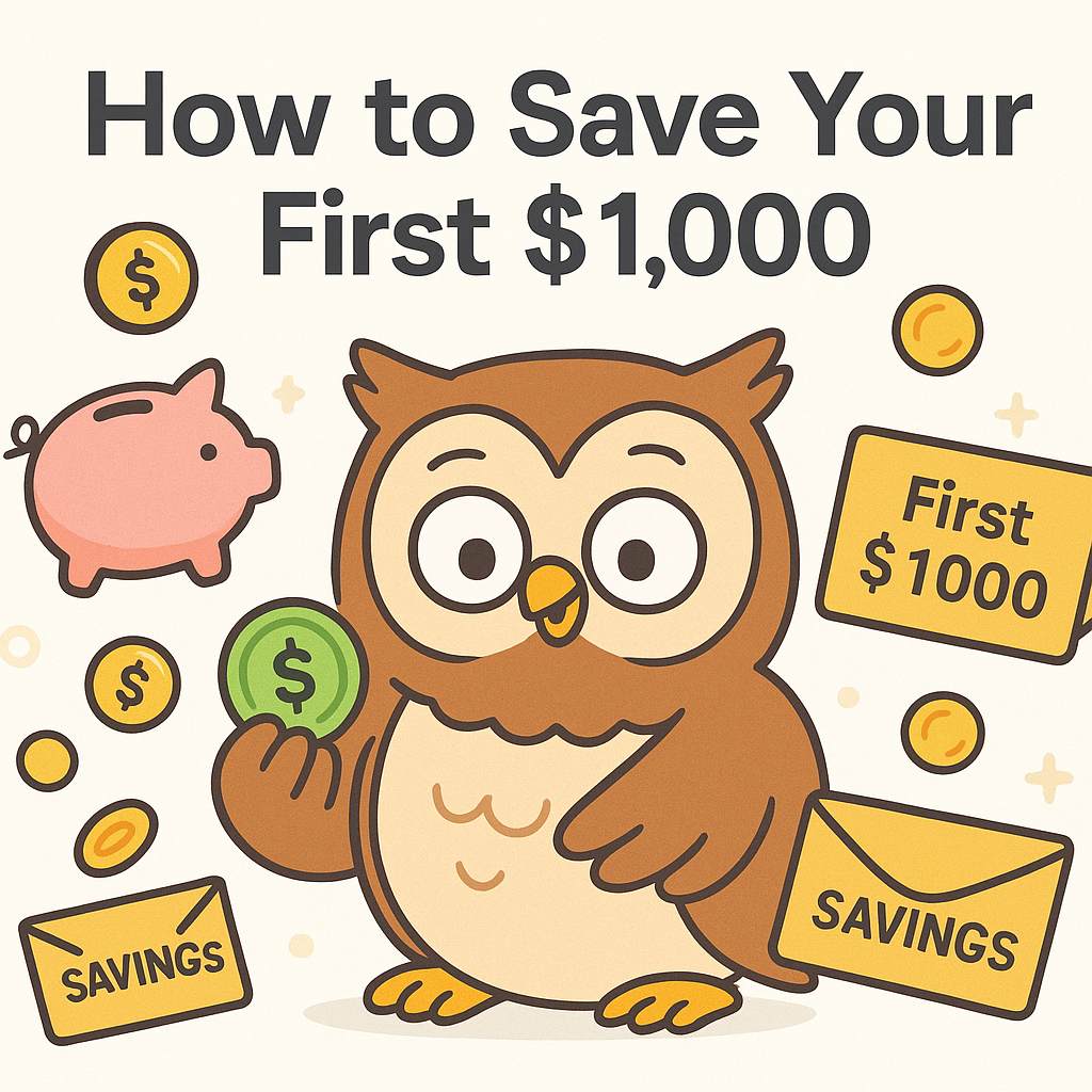 Owl saving for his first 1000 dollars