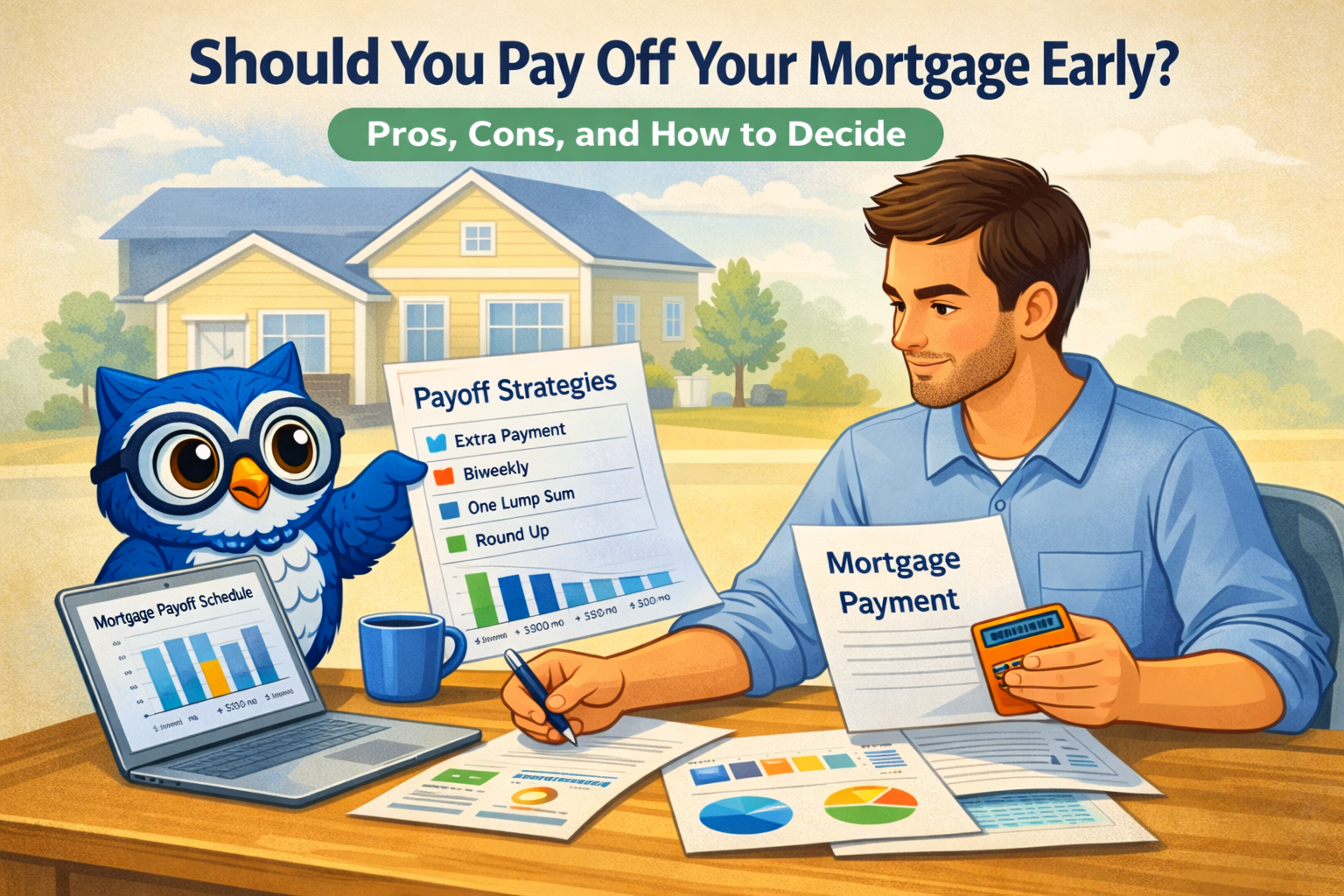 Homeowner reviewing mortgage payoff options and extra payment strategies